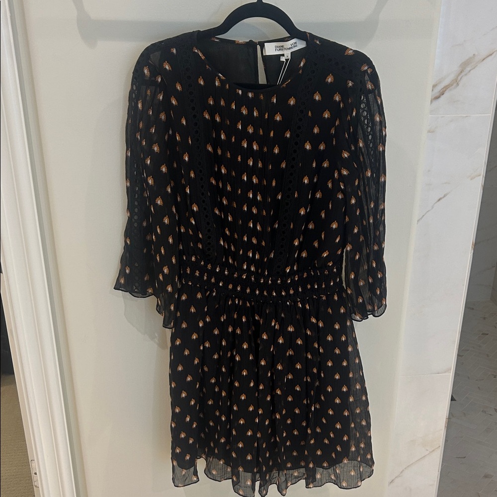 Diane Von Furstenberg Black Dress with Gold Accents
